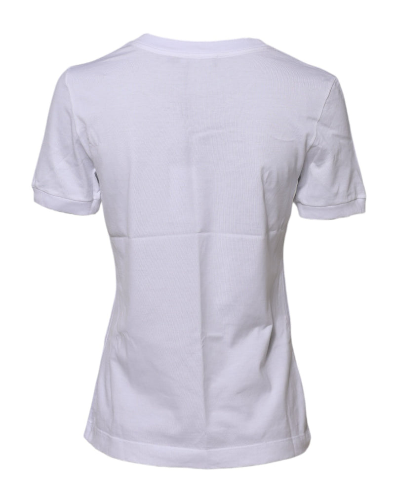 Dolce & Gabbana T-shirt Femme en Coton Blanc à Col Rond