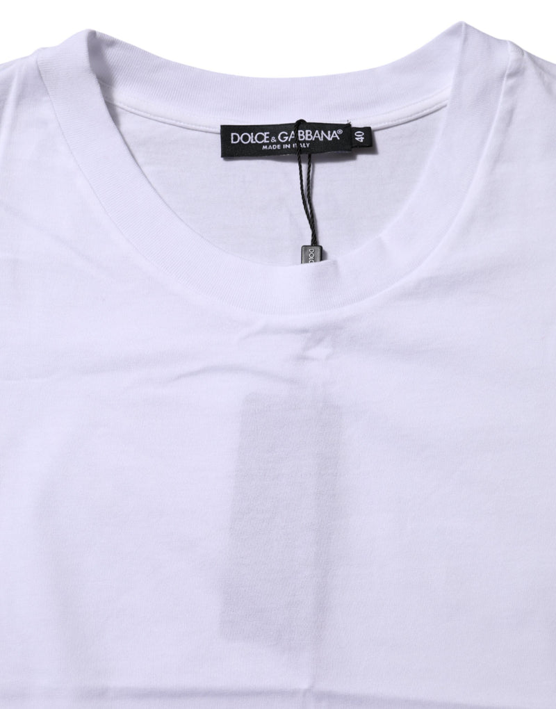 Dolce & Gabbana T-shirt Femme en Coton Blanc à Col Rond