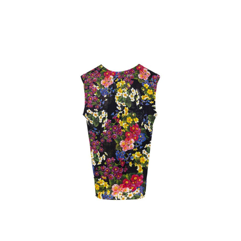 Dolce & Gabbana Black Cashmere Floral Print Tank Top
