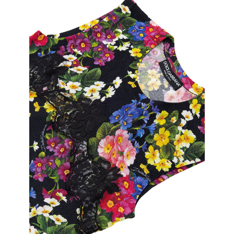 Dolce & Gabbana Black Cashmere Floral Print Tank Top