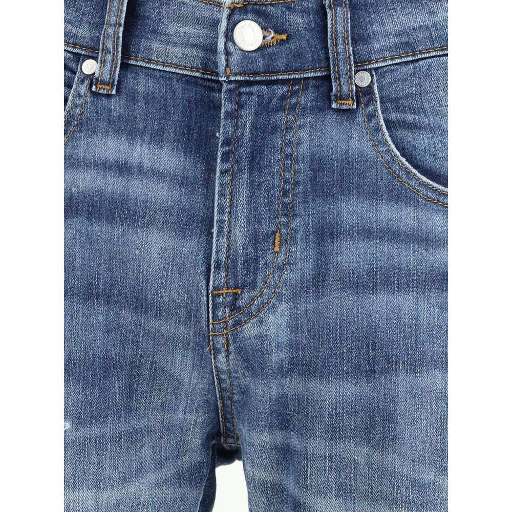 7FOR Brett Coldspring Blue Cotton Straight-Leg Jeans for Men
