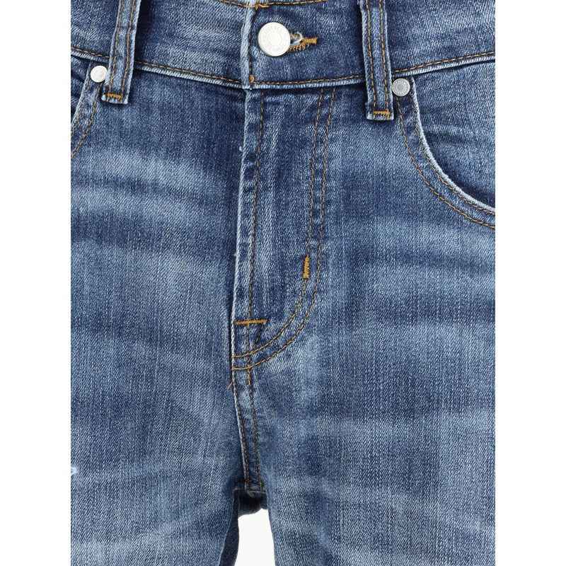 7FOR Blauwe katoenen jeans met rechte pijpen