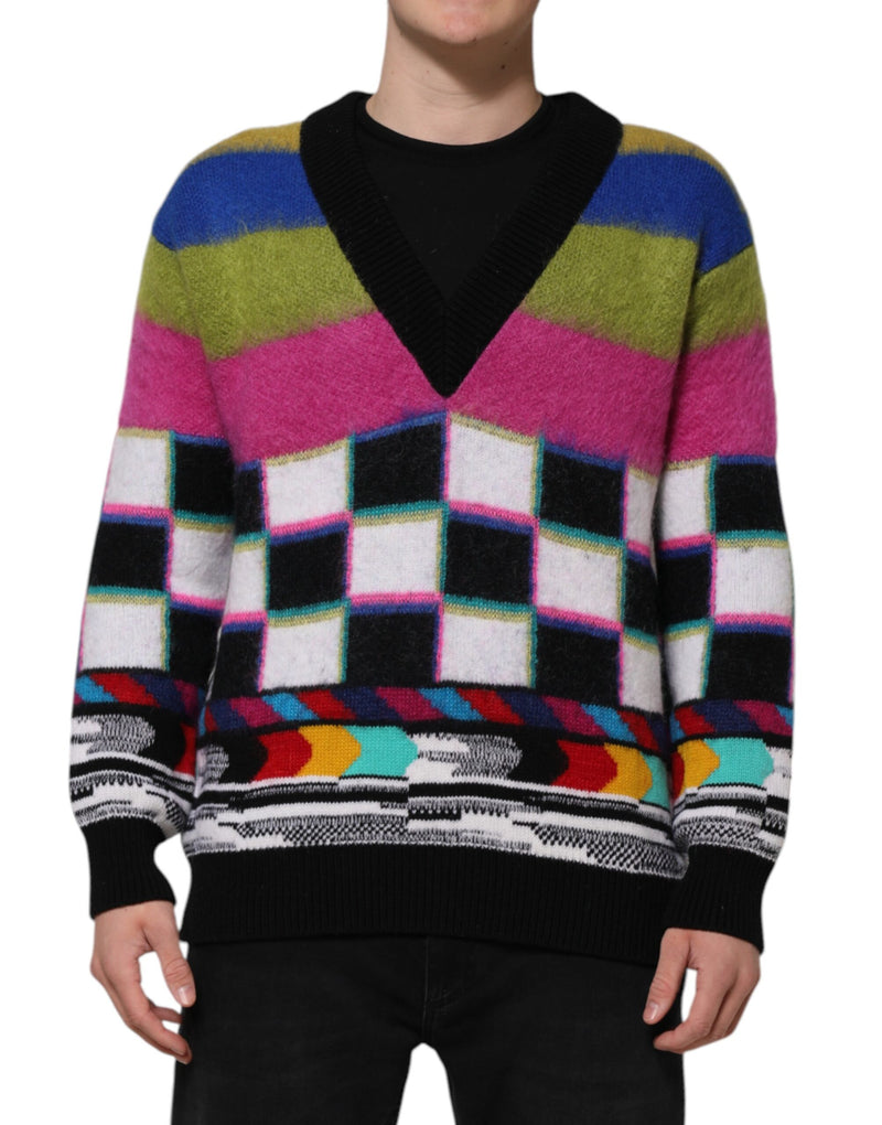 Pull en tricot à motifs multicolores et glitch de Dolce &amp; Gabbana