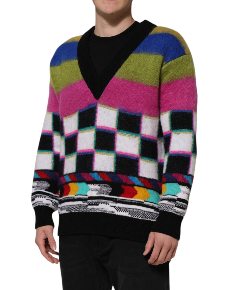 Pull en tricot à motifs multicolores et glitch de Dolce &amp; Gabbana