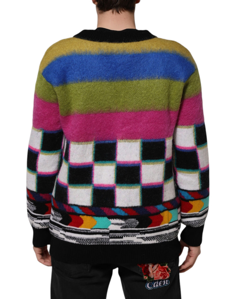 Pull en tricot à motifs multicolores et glitch de Dolce &amp; Gabbana