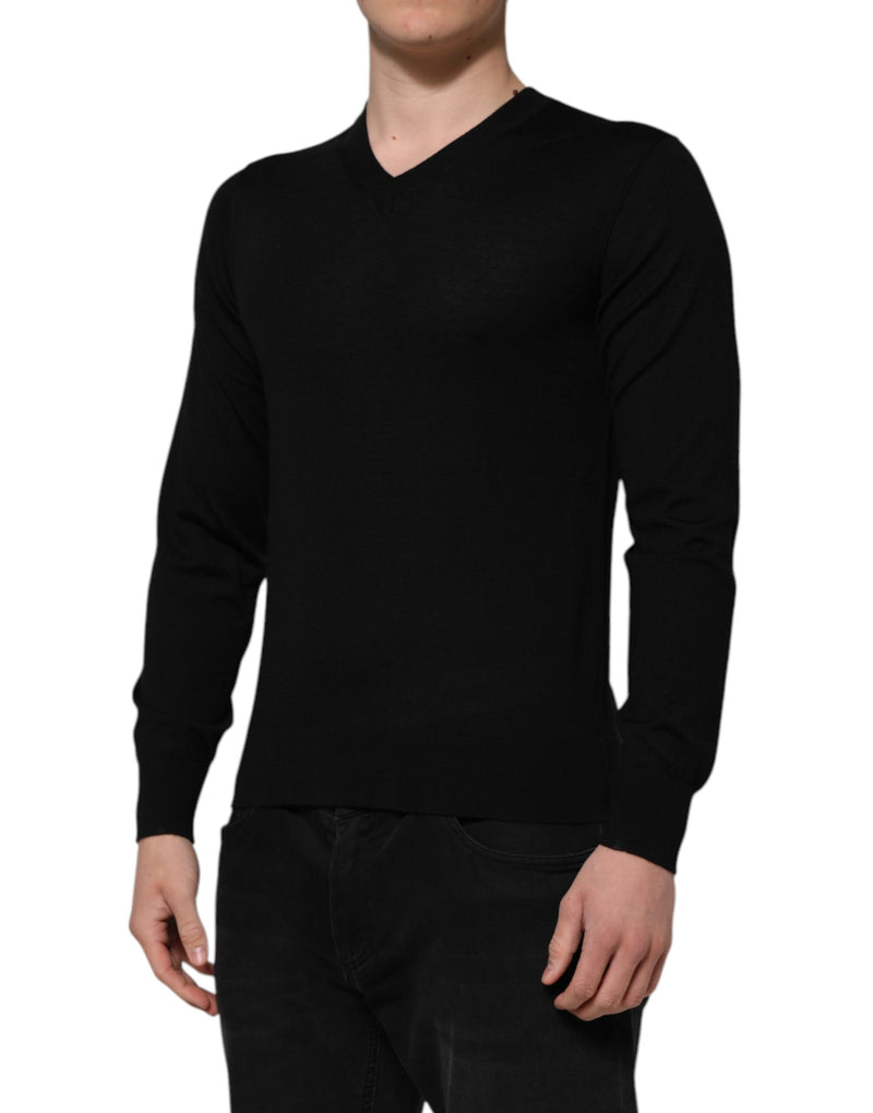 Pull en cachemire noir à col rond pour homme de Dolce &amp; Gabbana