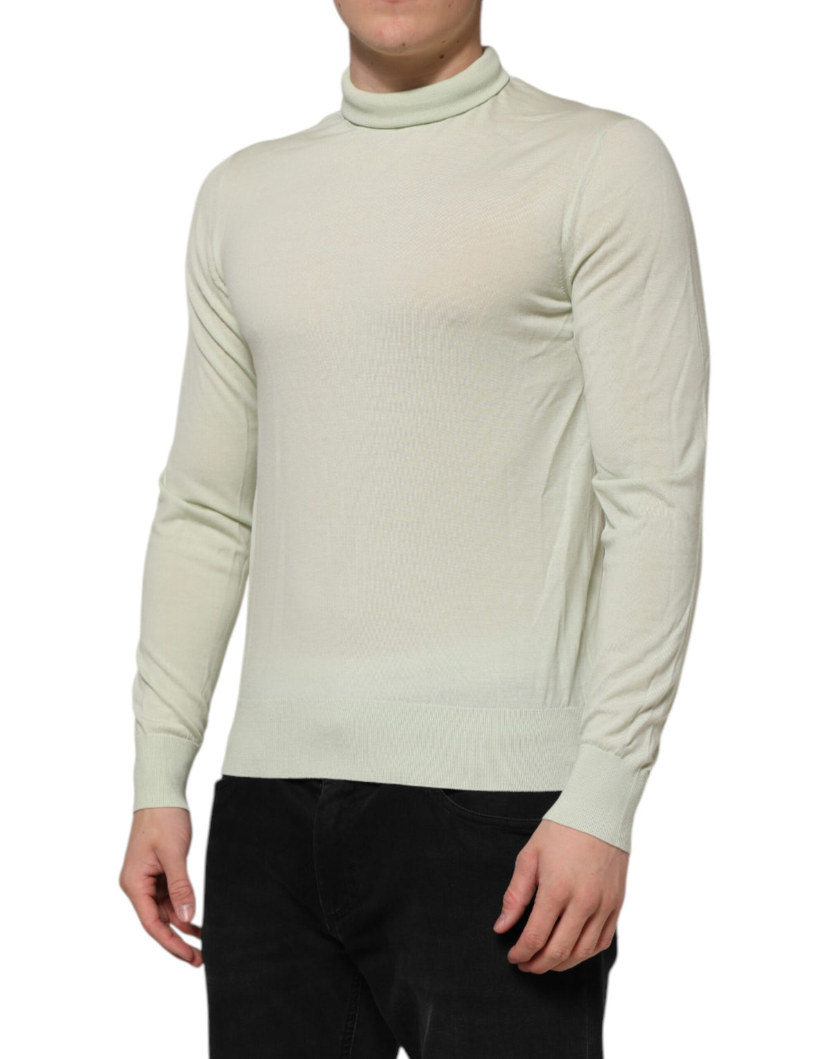 Pull en laine à col montant vert menthe de Dolce &amp; Gabbana