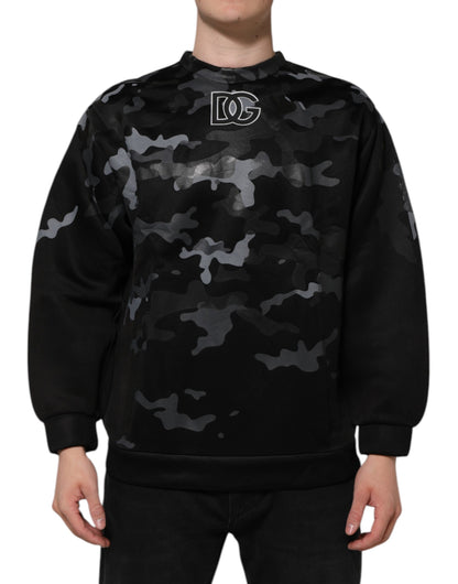 Dolce & Gabbana Black Camouflage Pullover Sweatshirt Sweater