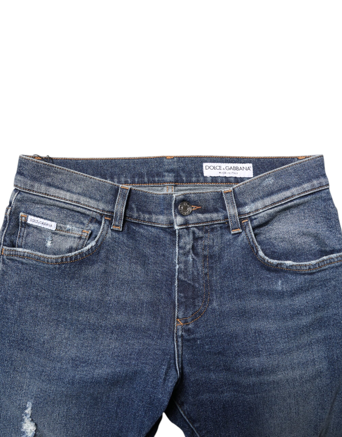 Jeans en jean skinny en coton délavé bleu et déchiré de Dolce &amp; Gabbana