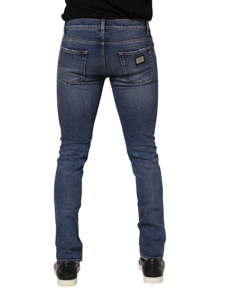 Jeans en jean skinny en coton délavé bleu et déchiré de Dolce &amp; Gabbana