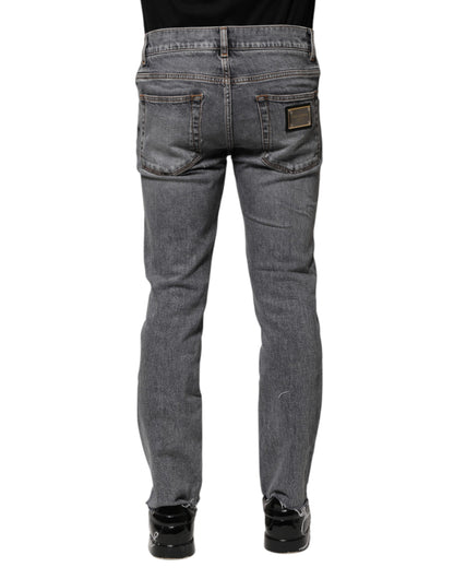 Dolce & Gabbana Gray Cotton Skinny Denim Trouser Jeans