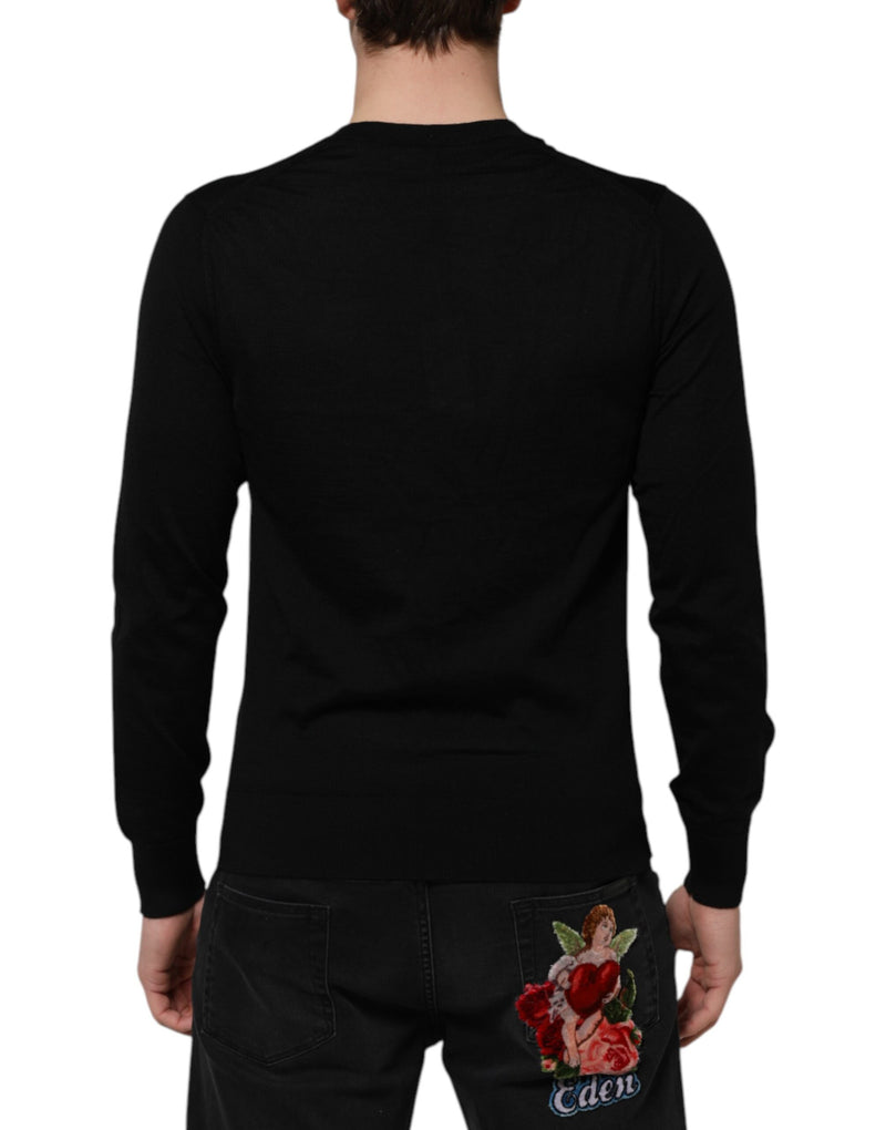 Pull en tricot à logo brodé gris foncé de Dolce &amp; Gabbana