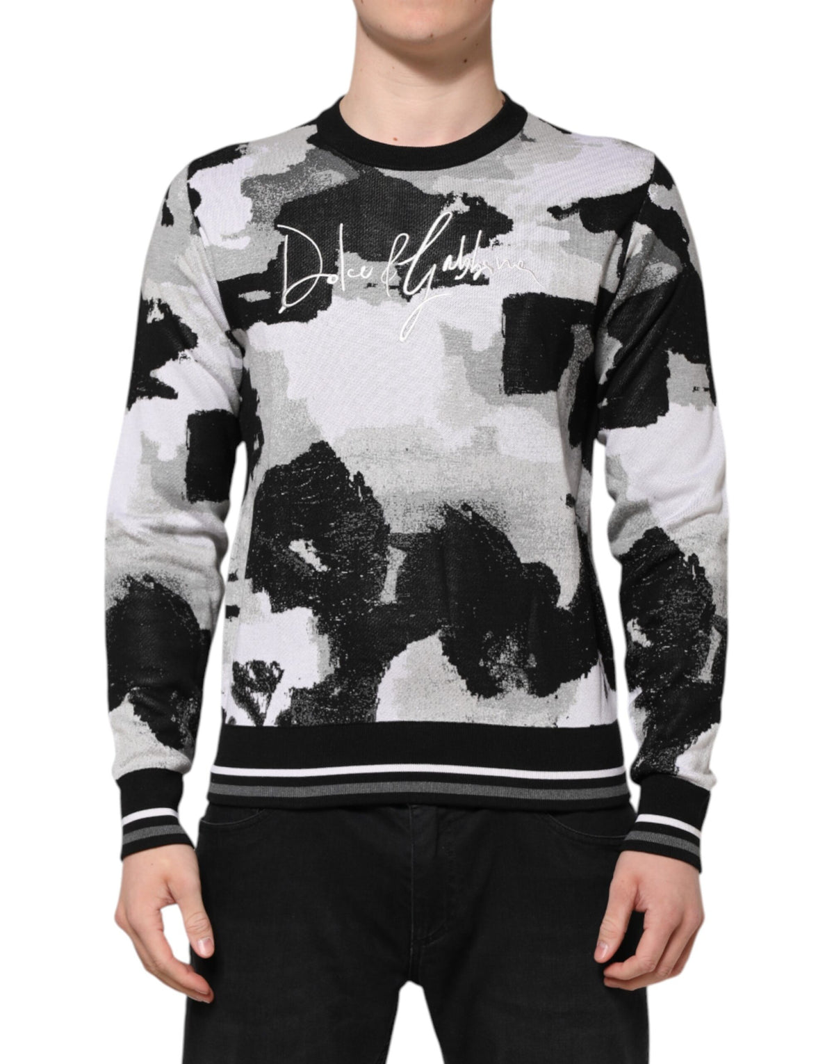 Pull en soie multicolore à motif camouflage de Dolce &amp; Gabbana
