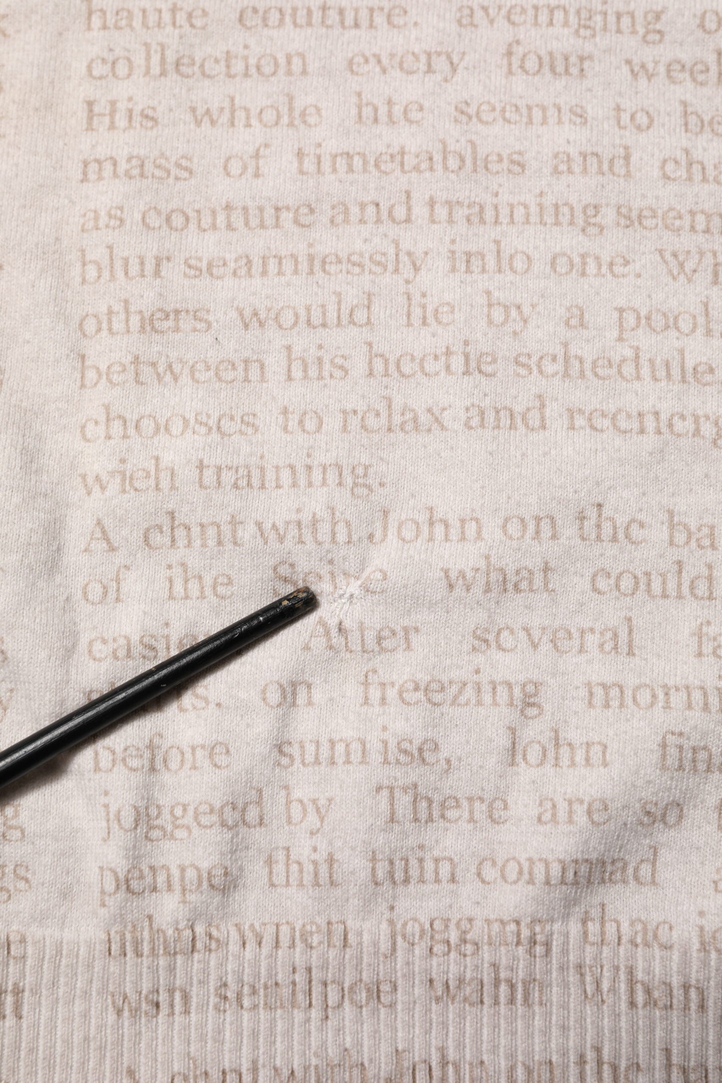 John Galliano Beige Printed Logo Roundneck Long Sleeves Men Sweater