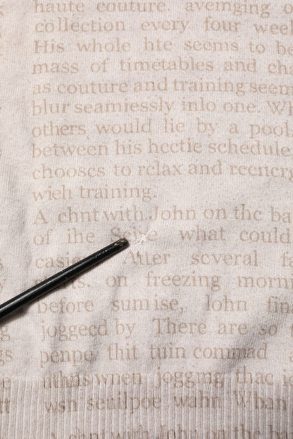 John Galliano Beige Printed Logo Roundneck Long Sleeves Men Sweater