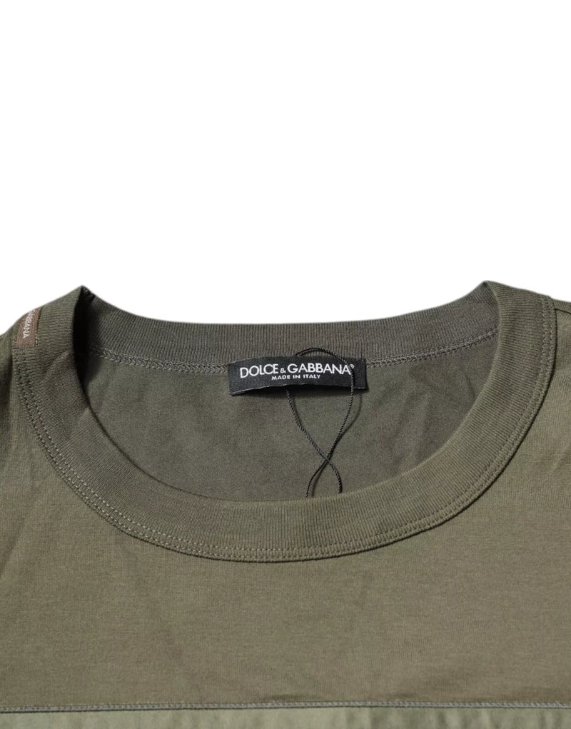 T-shirt à col rond en coton DG Love de Dolce &amp; Gabbana, vert armée.
