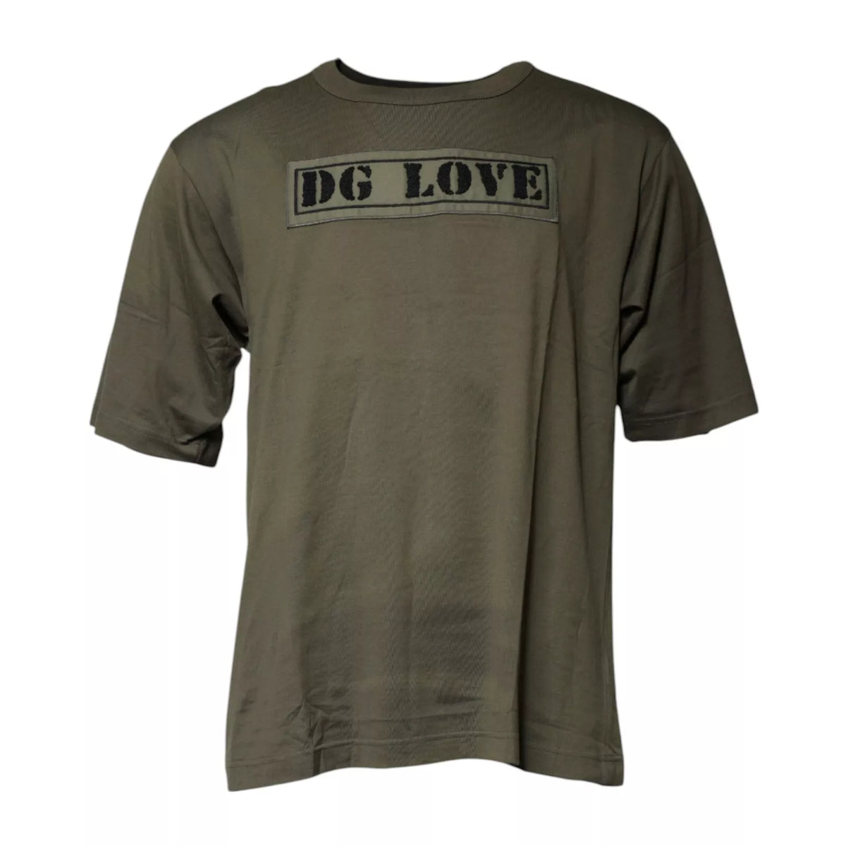T-shirt à col rond en coton DG Love de Dolce &amp; Gabbana, vert armée.