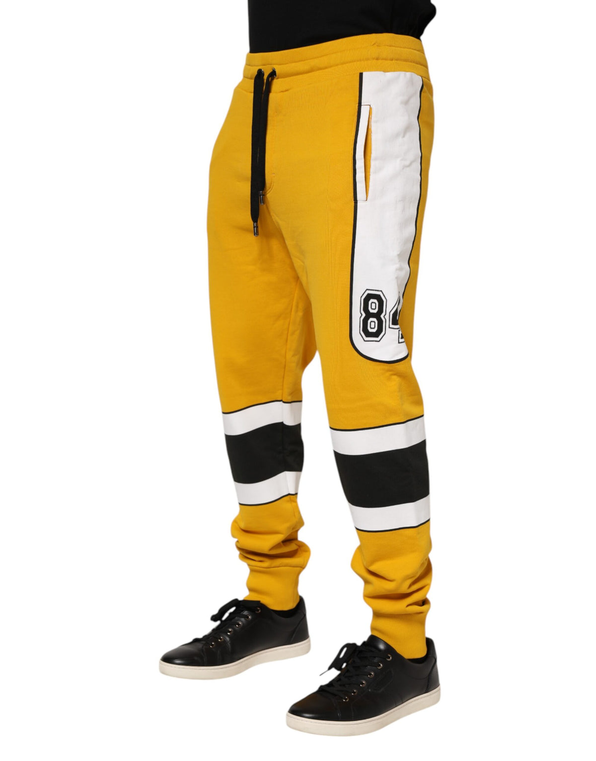 Jogging en coton jaune avec logo Dolce &amp; Gabbana