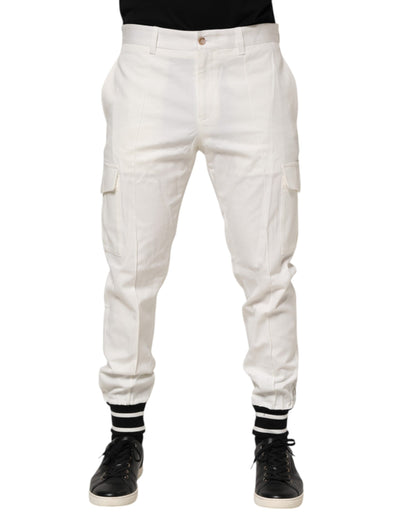 Pantalon cargo skinny en coton blanc Dolce &amp; Gabbana pour homme