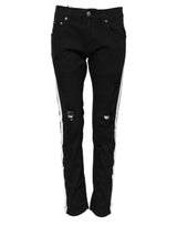 Jean slim en denim Dolce & Gabbana noir doublure blanche déchirée