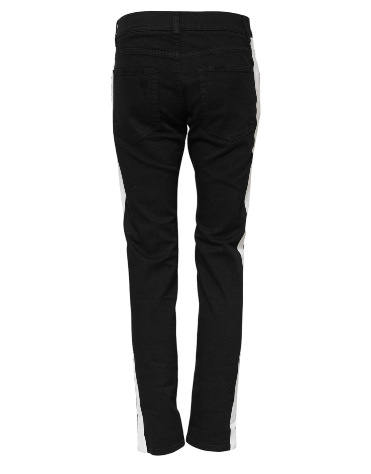 Jean slim en denim Dolce & Gabbana noir doublure blanche déchirée