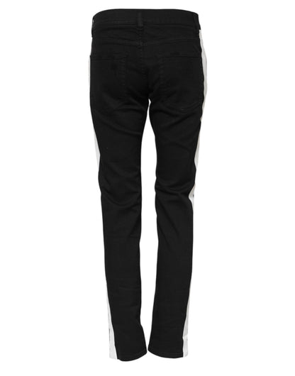 Dolce & Gabbana Black Tattered White Lining Skinny Denim Jeans
