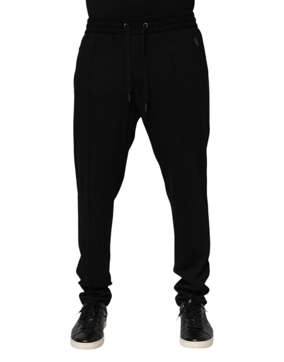 Pantalon de jogging homme Dolce &amp; Gabbana noir en viscose, coupe skinny, logo.