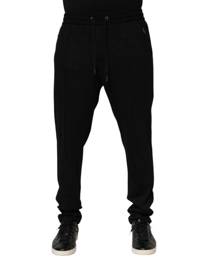 Pantalon de jogging homme Dolce &amp; Gabbana noir en viscose, coupe skinny, logo.