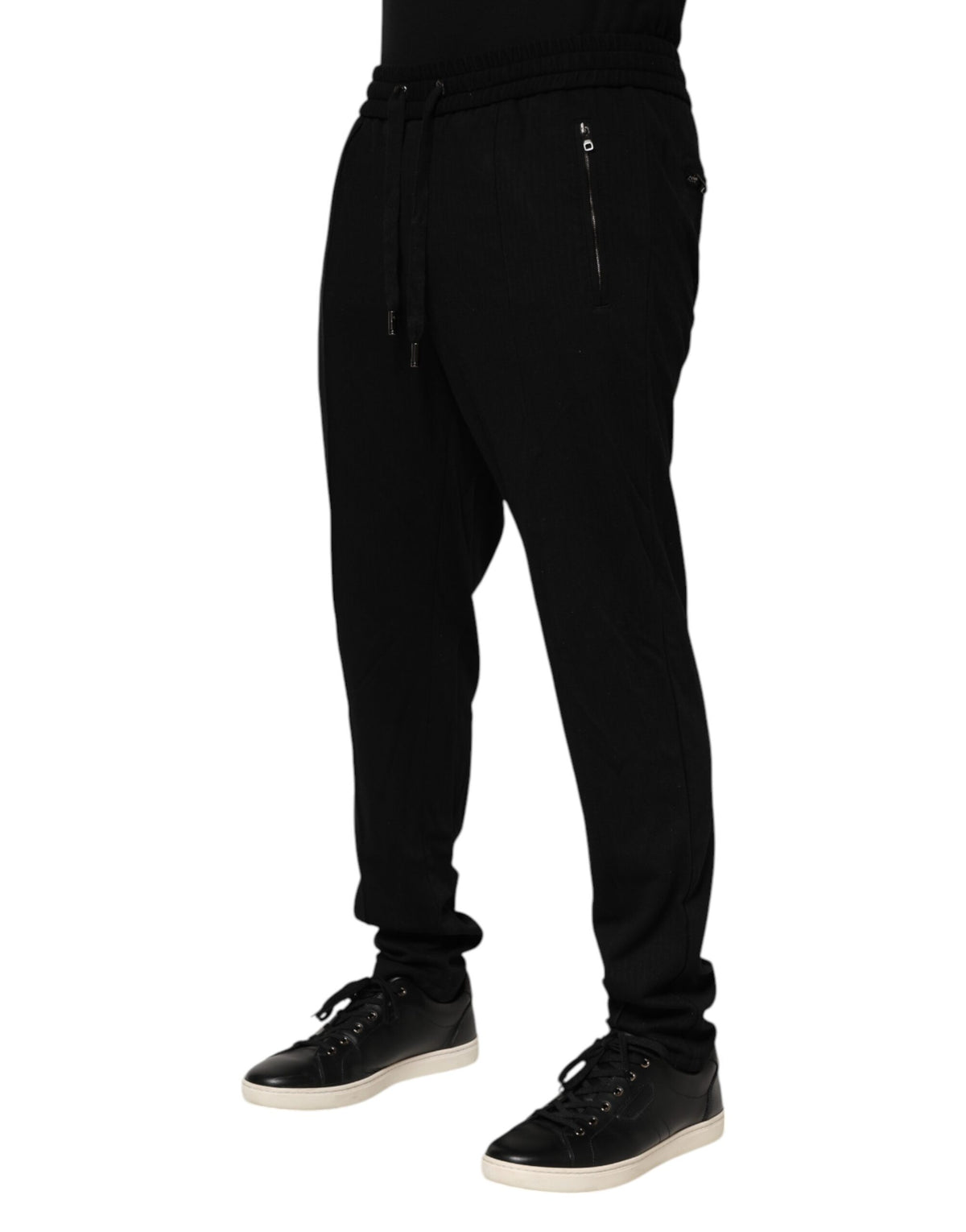 Pantalon de jogging homme Dolce &amp; Gabbana noir en viscose, coupe skinny, logo.