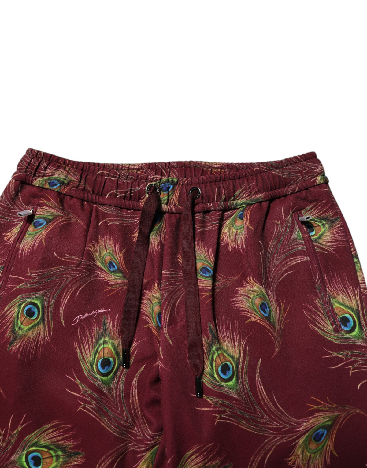 Pantalon de jogging à imprimé plumes de paon bordeaux de Dolce &amp; Gabbana
