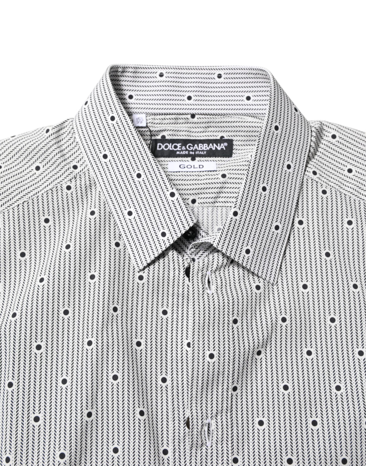 Chemise habillée homme Dolce &amp; Gabbana grise à pois, semi-ajustée, couleur or.
