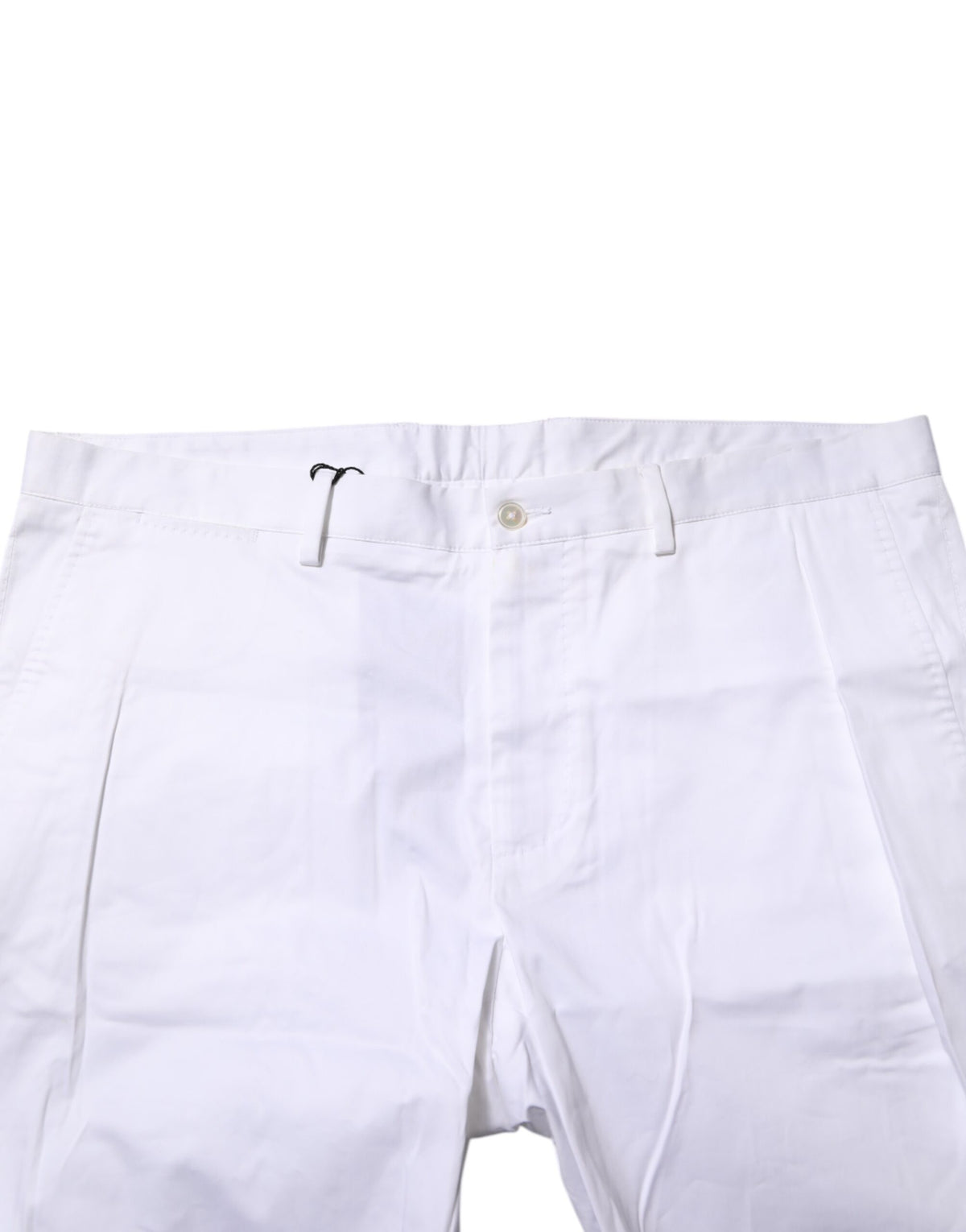 Shorts décontractés en coton extensible blanc à taille haute de Dolce &amp; Gabbana