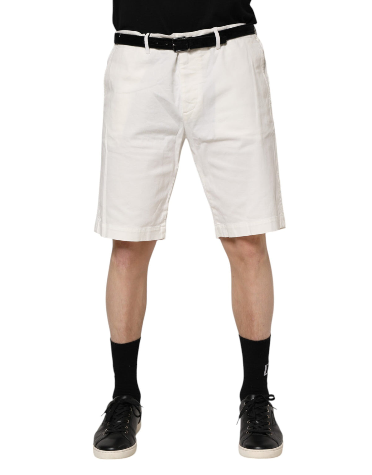 Shorts homme décontractés en coton stretch blanc à taille haute Dolce &amp; Gabbana