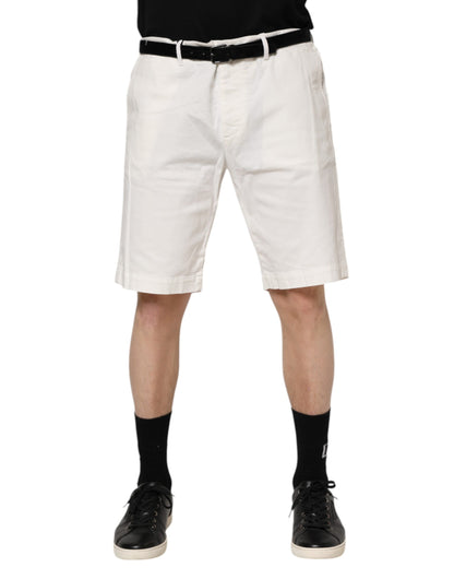 Shorts homme décontractés en coton stretch blanc à taille haute Dolce &amp; Gabbana