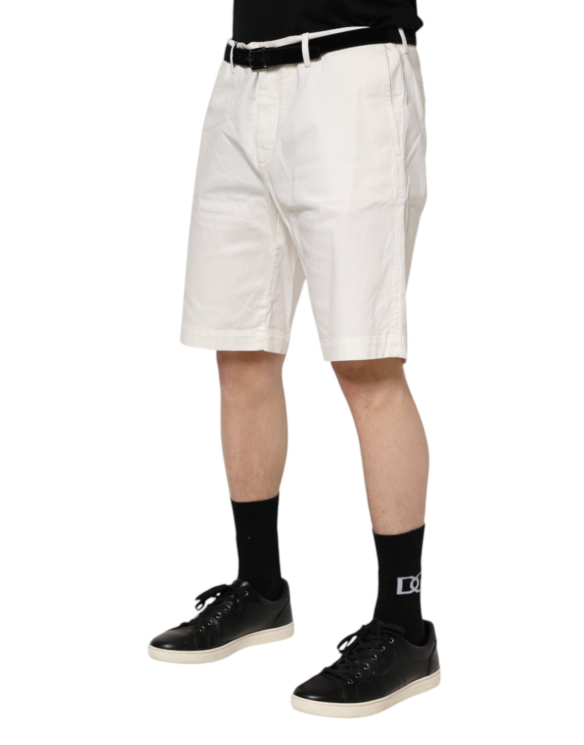 Shorts homme décontractés en coton stretch blanc à taille haute Dolce &amp; Gabbana