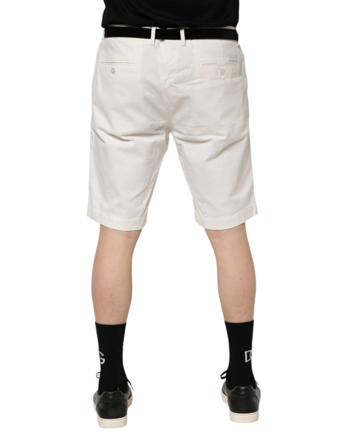 Shorts homme décontractés en coton stretch blanc à taille haute Dolce &amp; Gabbana