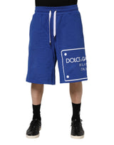 Shorts Bermuda en coton bleu avec logo Dolce &amp; Gabbana