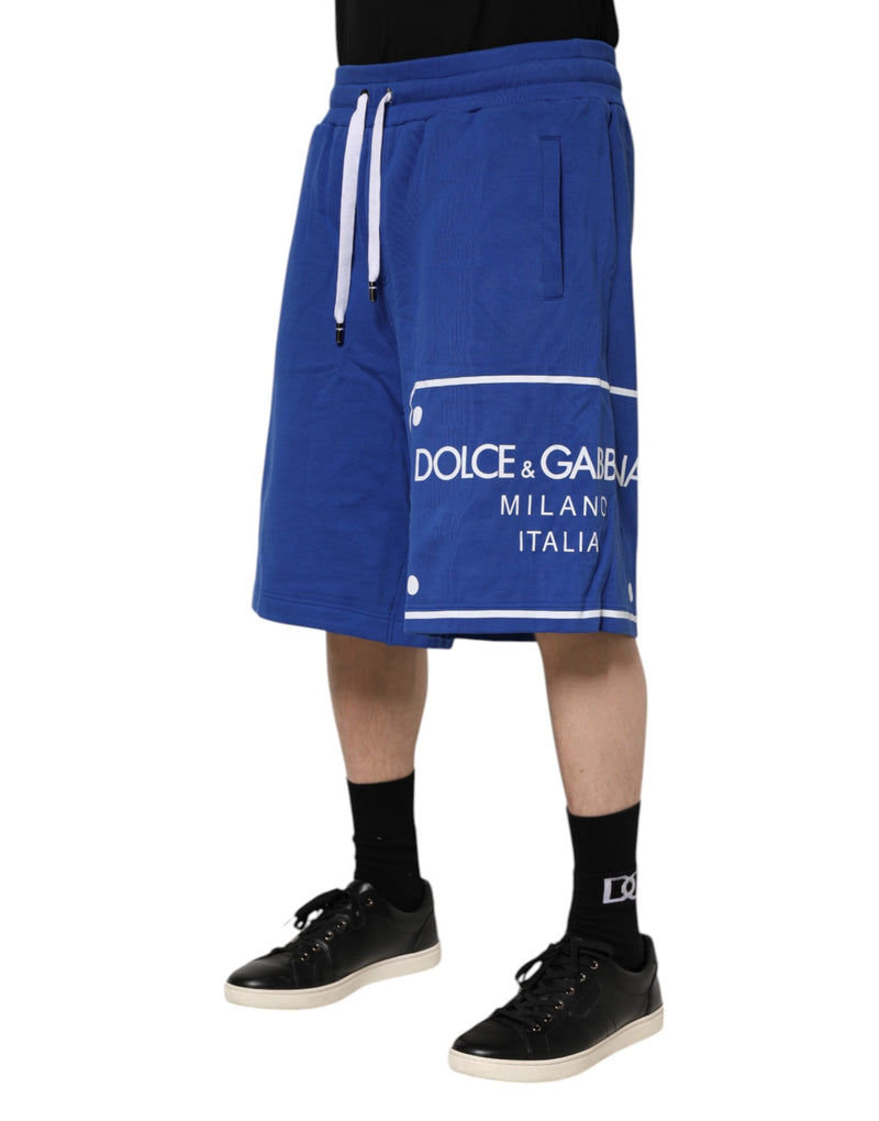 Shorts Bermuda en coton bleu avec logo Dolce &amp; Gabbana