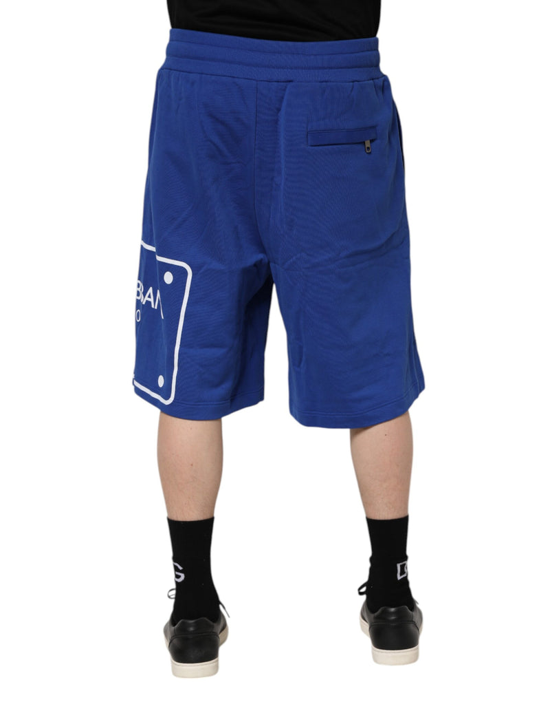 Shorts Bermuda en coton bleu avec logo Dolce &amp; Gabbana