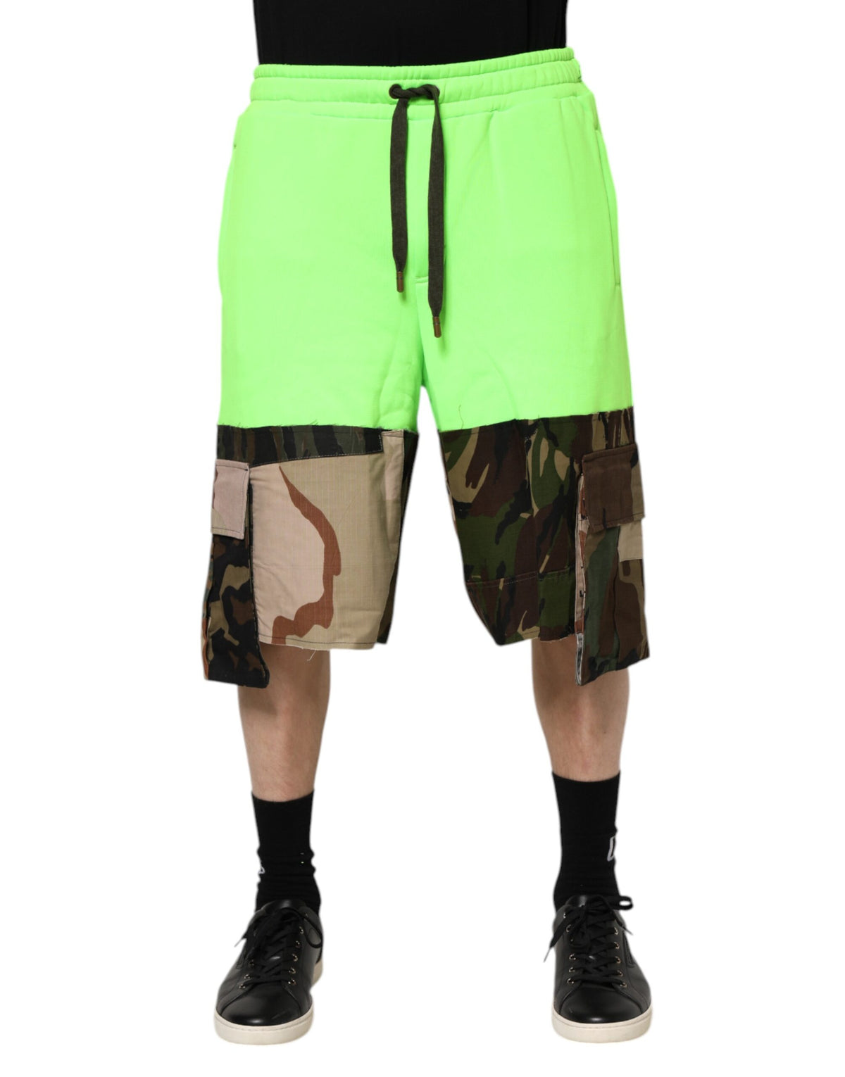 Short bermuda cargo en patchwork vert Dolce &amp; Gabbana pour homme