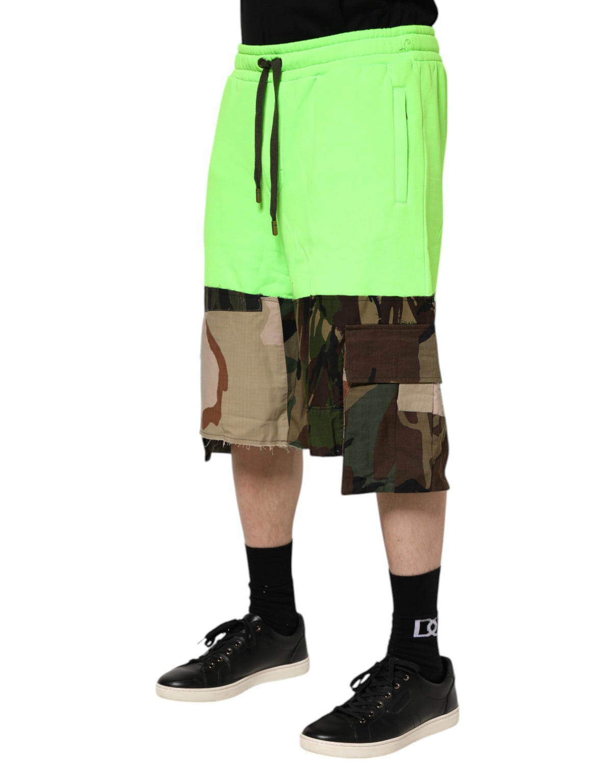 Short bermuda cargo en patchwork vert Dolce &amp; Gabbana pour homme