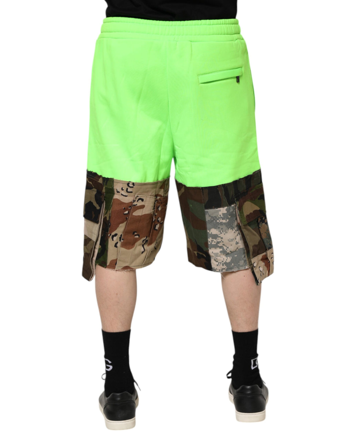 Short bermuda cargo en patchwork vert Dolce &amp; Gabbana pour homme