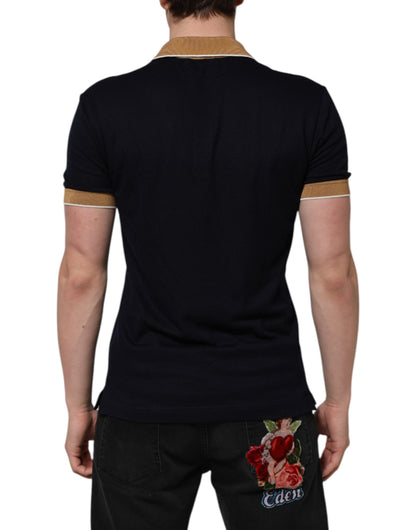 Polo homme Dolce & Gabbana en cachemire noir avec logo couronne.