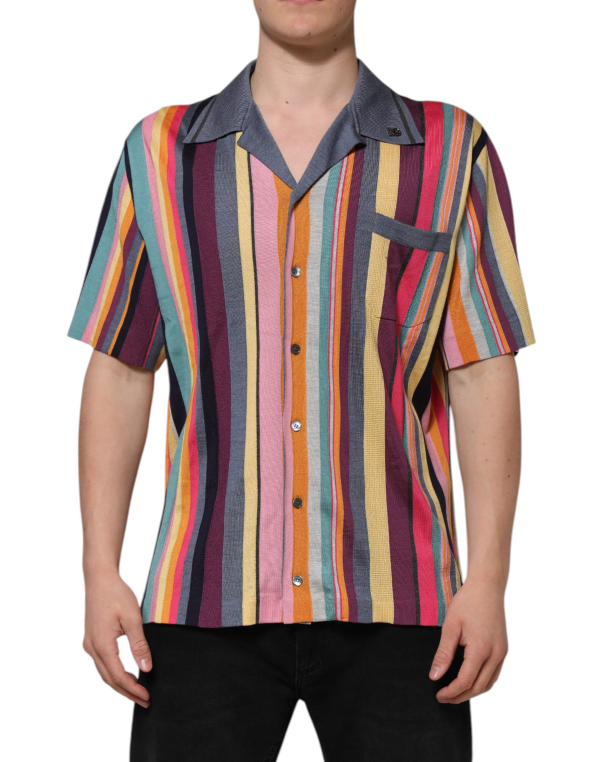 Polo homme à col et rayures multicolores Dolce &amp; Gabbana