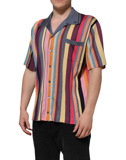 Polo homme à col et rayures multicolores Dolce & Gabbana
