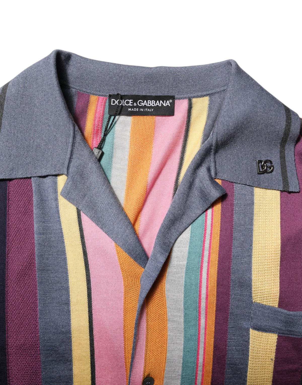 Polo homme à col et rayures multicolores Dolce &amp; Gabbana