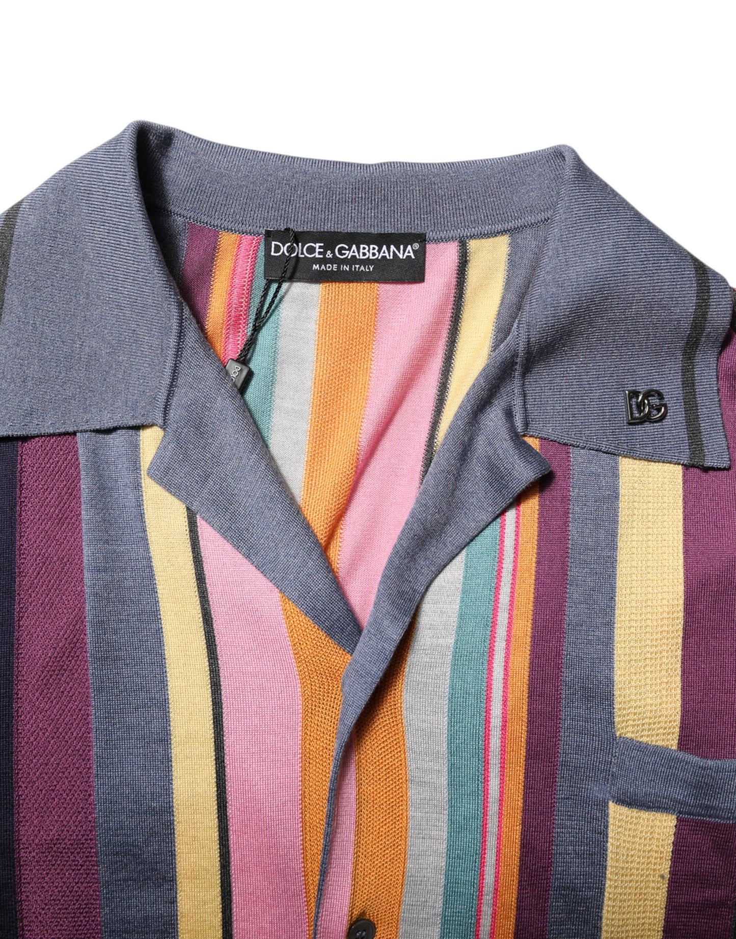 Polo homme à col et rayures multicolores Dolce & Gabbana