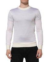 T-shirt en soie blanche à manches longues et col rond de Dolce &amp; Gabbana