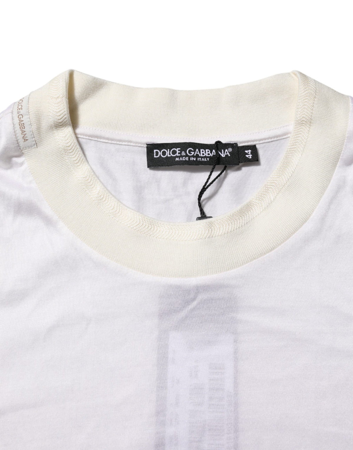 T-shirt en soie blanche à manches longues et col rond de Dolce &amp; Gabbana