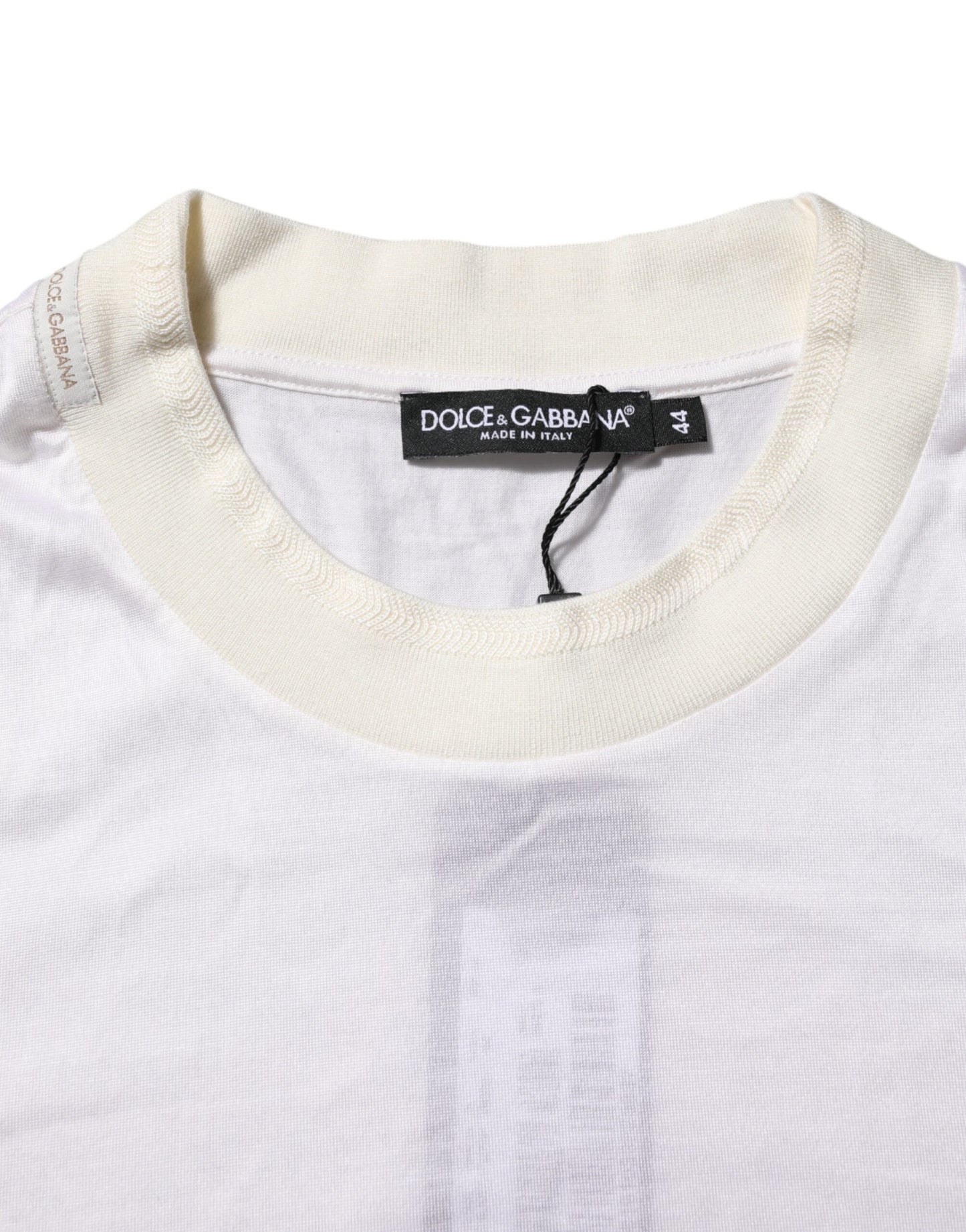 Dolce & Gabbana wit zijden T-shirt met ronde hals en lange mouwen